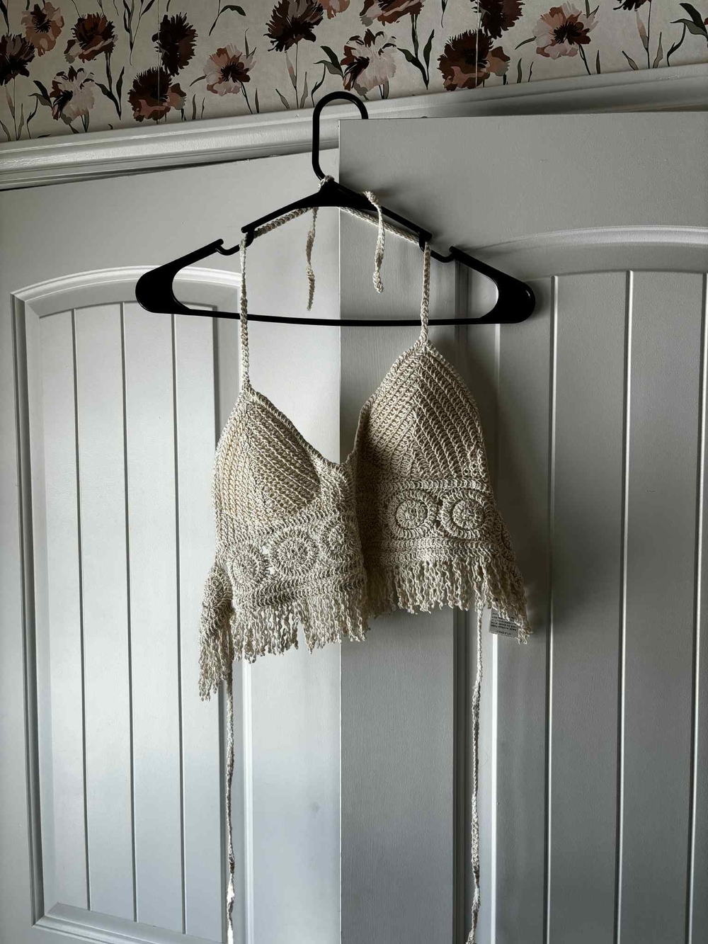 Crochet Fringe Bralette Top - Cream
